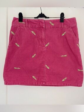 vintage J. Crew corduroy skirt w/embroidered shoes sz 6 EUC